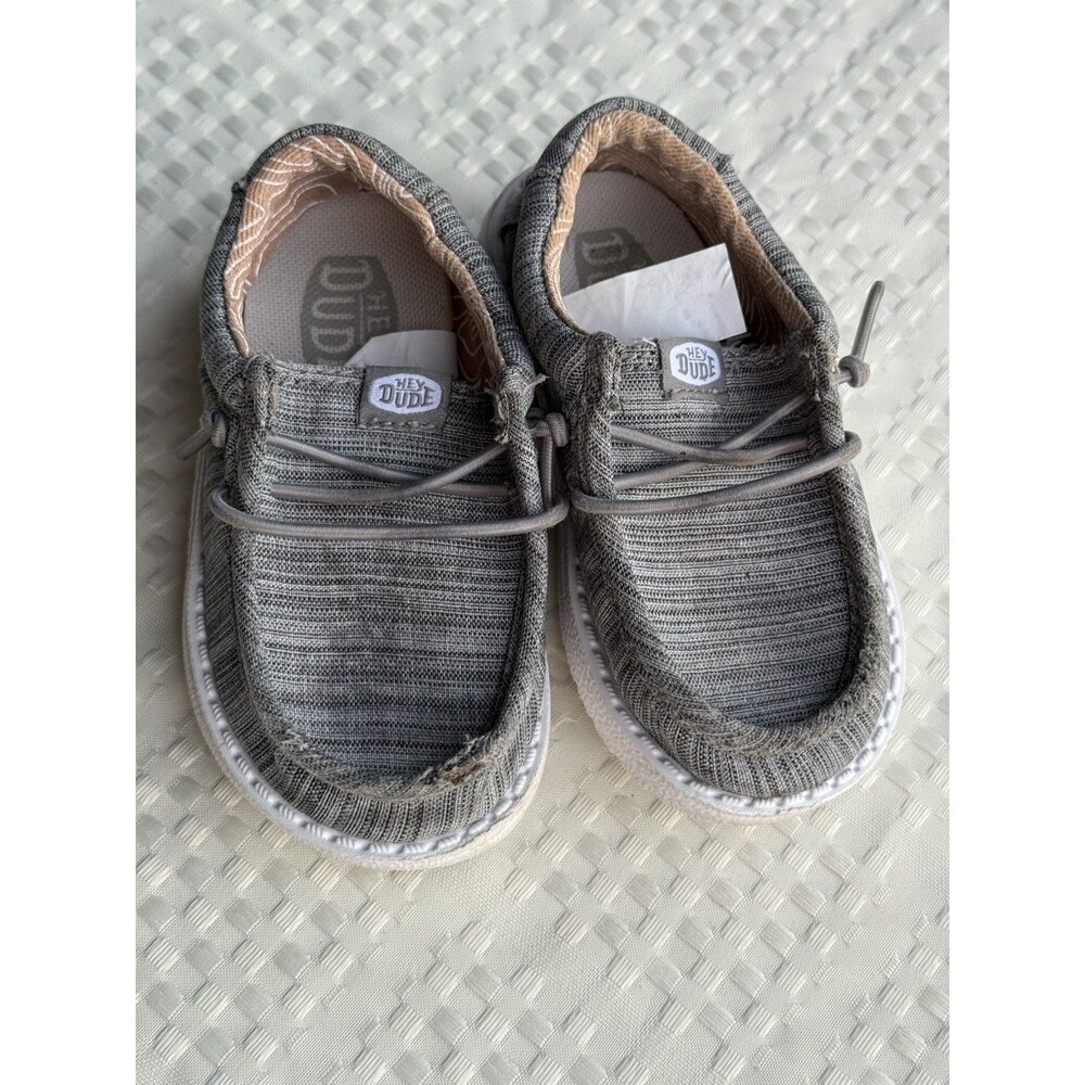 HEYDUDE Wally Toddler Shoes Size 7T Grey Linen Loafers Slip On